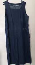 Vestido jumper jeans feminino PT grande bordado floral sem mangas bolsos maxi comprar usado  Enviando para Brazil