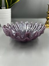 Lavorazione Arte Murano Art Glass Lilac Ruffled SPLASH Swirl Glass Bowl, used for sale  Shipping to South Africa