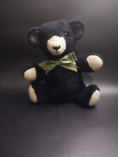 VTG TEDDY BEAR 12in BLACK PLUSH ANIMAL GREEN PLAID BOWTIE COLLECTIBLE TOYS for sale  Shipping to South Africa