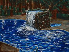 ✅Arte em tela original cachoeira piscina paisagem pintura impressão abstrata 16 x 20 comprar usado  Enviando para Brazil