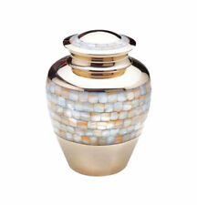 Large Cremation Urns For Adult Human Ashes Funeral Brass Mother OF Pearl Urn, used for sale  USA