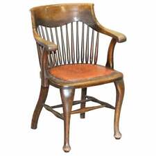 LOVELY ANTIQUE ENGLISH EDWARDIAN RALPH JOHNSON OAK CAPTAINS OFFICE DESK ARMCHAIR, used for sale  Shipping to South Africa