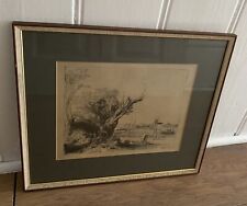 House Clearance Find Old Antique Vintage PrintRembrandt River Scene Etching 1645 for sale  Shipping to South Africa