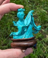 Figura chinesa antiga esculpida em turquesa de uma senhora música período da República BEM comprar usado  Enviando para Brazil