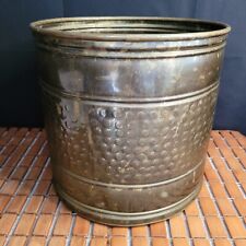 Vintage Solid Hammered Brass Medium Planter Pot 9.375"x10" for sale  Shipping to South Africa