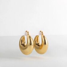 Solid 14k Yellow Gold Women Huggie Hoop Statement Earrings for sale  Shipping to South Africa