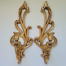 Vintage Pair of Syroco Gold Wall Sconce Candle Holders #2336 L & R for sale  Shipping to South Africa