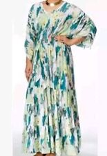 Vestido maxi Melissa McCarthy x Seven7 chiffon em camadas pincel verde abstrato G comprar usado  Enviando para Brazil