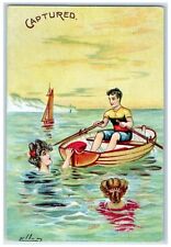 c1910's Girls Swimming Captured Man Boating Embossed Unposted Antique Postcard for sale  Shipping to South Africa