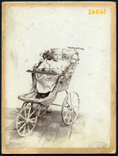 sweet child in three wheels pram, unusual, rare,  Vintage Cabinet Card, 1880'  for sale  Shipping to South Africa