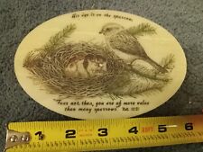 Used, Vtg Faux Stone Oval Wall Plaque "His Eye is On the Sparrow", Matthew 10:31 for sale  Shipping to South Africa