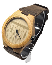 Reloj para hombre Sioux City madera de bambú con correa de cuero NUEVO BATT, usado segunda mano  Embacar hacia Argentina