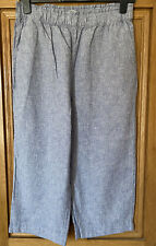 Used, Ladies Blue Stripped Linen Blend Elastic Waist Cropped Trousers Size 14 by TU for sale  GLOUCESTER