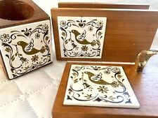 De colección MCM azulejos de madera y cerámica oro blanco paloma pájaro 3 piezas escritorio oficina conjunto PA holandés segunda mano  Embacar hacia Argentina
