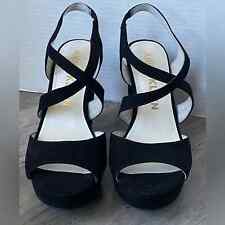 Anne Klein NWOT Lezlie Sandal Black Wrap Ankle Strap Block Heel Size 9M for sale  Shipping to South Africa