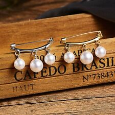 Fashion Pearl Fixed Strap Charm Safety Pin Brooch Sweater Cardigan Clip Chain for sale  Shipping to Canada