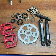 Tony Hawk BMX Parts 3PC Piece Sprocket Bottom Bracket Pedal Crankset Black red for sale  Shipping to South Africa