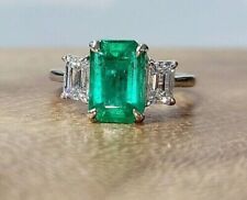 5.5ct Colombian Emerald & Diamond 18K Two Tone Gold Engagement Wedding Gift Ring, used for sale  Shipping to South Africa