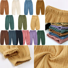 Usado, Pantalones elásticos transpirables transpirables de algodón de lino color liso para niños niñas niños segunda mano  Embacar hacia Argentina