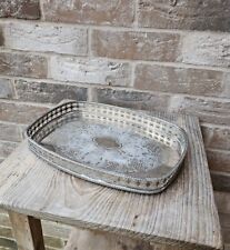Vintage Silver Plated Copper Gallery Tray / Serving Tray on Bun Feet, used for sale  Shipping to South Africa