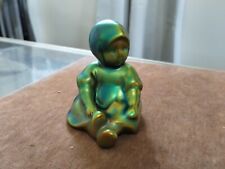 Zsolnay Pecs Hungary *Sitting Girl* Green Eosin Iridescent Figure #B4 for sale  Shipping to South Africa