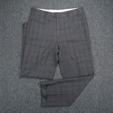 Pantalones Zanella para hombre 33x30 gris a cuadros lana todd frente plano puños rectos segunda mano  Embacar hacia Argentina