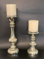 Conjunto de 2 castiçais pilares estilo vidro mercúrio prata e strass comprar usado  Enviando para Brazil
