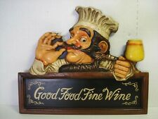 3D Chef Wall Hanging Sign Plaque good food fine wine Kitchen Restaurant Decor for sale  Shipping to South Africa