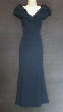 Daymor Couture Dark Navy Chiffon Beaded Ruffle Off Shoulder Mermaid Wiggle Dress, used for sale  Shipping to South Africa
