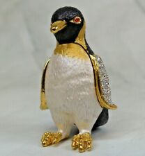 Rucinni Enameled Penguin Trinket Box 2" Figurine w/ Swarovski Crystals, used for sale  Shipping to United Kingdom