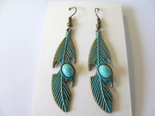 brass earrings feather for sale  Kaneohe
