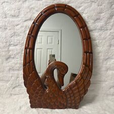 Vintage Mid Century Hand Carved 3D Swan Wall Mirror for sale  Shipping to South Africa