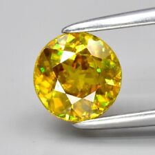 0.81ct 5.5mm VS Round Natural Greenish Yellow Sphene Gemstone, Super Sparkles for sale  Shipping to South Africa