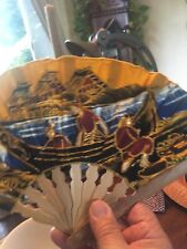 painted xl hand bamboo fan for sale  Huntington Beach