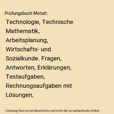 Prüfungsbuch metall technolog gebraucht kaufen  Trebbin