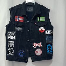 Colete jeans personalizado assinado patches de banda de rock masculino tamanho GG Levis preto excelente estado usado, usado comprar usado  Enviando para Brazil