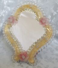 VINTAGE VENETIAN MURANO GLASS MIRROR VANITY TABLE OR WALL PINK FLOWERS ITALY for sale  Shipping to South Africa