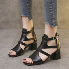 Women Casual Chunky Heel Sandals Peep Toe Anke Strap Hollow Out Summer Shoes myynnissä  Leverans till Finland