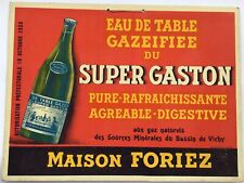 ANCIEN CARTON SUPER GASTON EAU DE TABLE GAZÉIFIÉE DU BASSIN DE VICHY CARDBOARD d'occasion  Orleans-