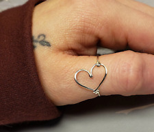 Heart Ring 925 Sterling Silver Handmade Thumb Jewelry Valentine Love Gift AM-35, used for sale  Shipping to South Africa