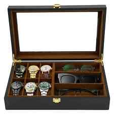 Caixa organizadora de relógio 6 relógios 3 slots óculos de sol caixa organizadora de relógio de madeira presentes comprar usado  Enviando para Brazil