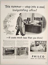 Anuncio impreso Philco 1950 aire acondicionado habitación 2 modelos mostrados oficina, dormitorio segunda mano  Embacar hacia Argentina