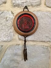 Vintage Unusual Religious Wall Plaque,Red Wax Seal,Round Wood Frame,German,Old for sale  Shipping to South Africa