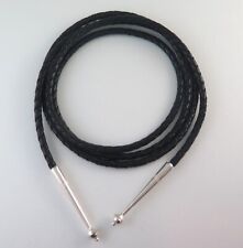 Cordão de gravata bolo de couro preto trançado de alta qualidade e pontas de prata esterlina comprar usado  Enviando para Brazil