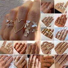 Juego de 17 piezas de anillos de dedo medio enchapados en plata/oro retro boho para mujer segunda mano  Embacar hacia Argentina
