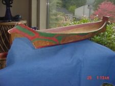 OLD NW COAST MAKAH INDIAN CARVED & PAINTED WOOD CANOE MODEL 22 INCHES for sale  Shipping to South Africa