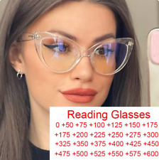 Óculos de leitura feminino olho de gato luz azul bloqueio lente transparente armação completa  comprar usado  Enviando para Brazil