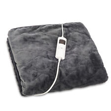 Electric Heated Throw Grey Over Under Blanket Fleece Bed Washable Soft Mattress for sale  Shipping to South Africa