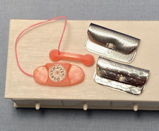 1960s Barbie Clone Hot Pink Telephone & 2 Silver Metallic Clutch Purse Excellent for sale  Shipping to South Africa