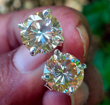 Preciosos tachuelas de diamantes tratados con champán de 10,50 quilates con certificación en plata 925, usado segunda mano  Embacar hacia Argentina